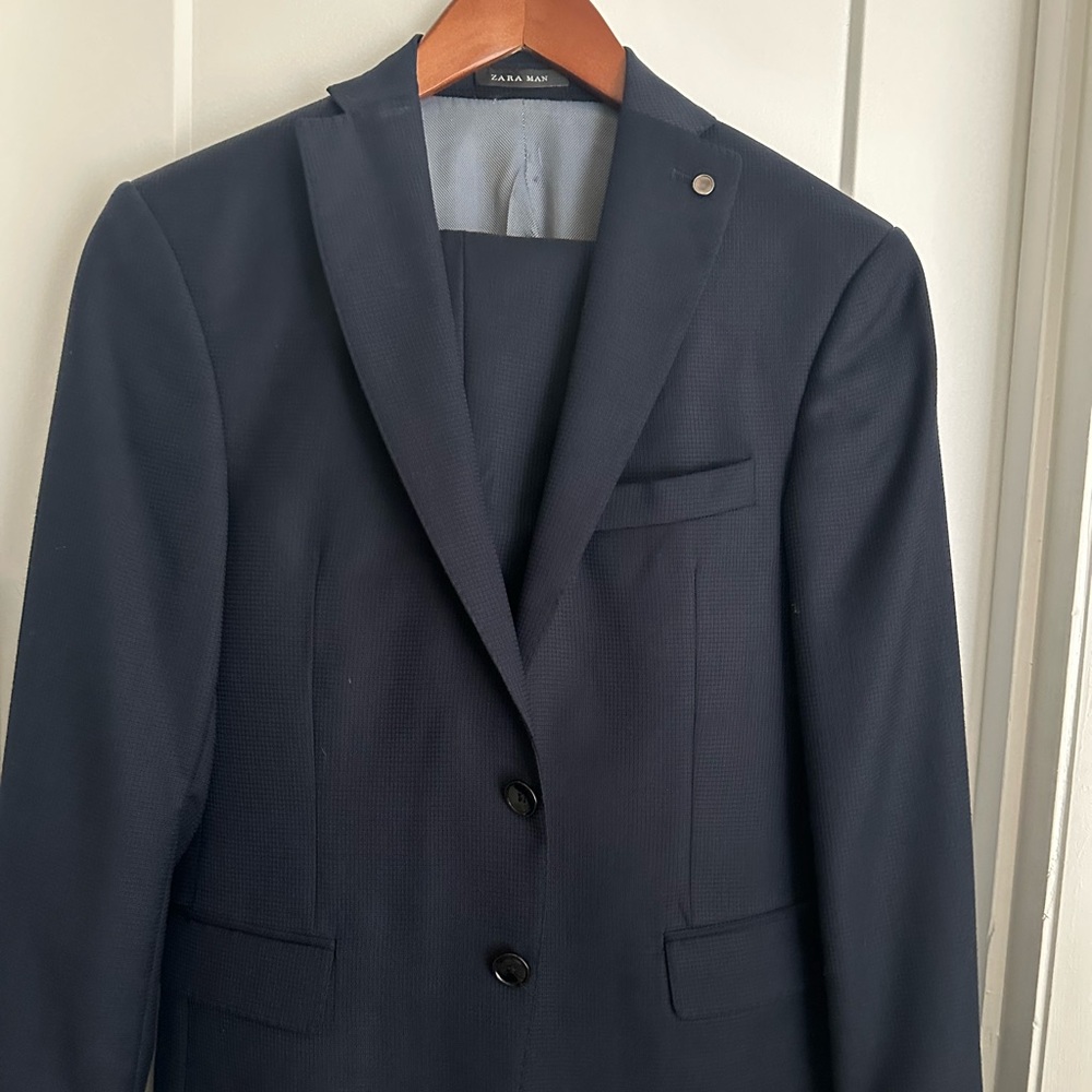 Zara Blue Modern Suit Sleek Fit